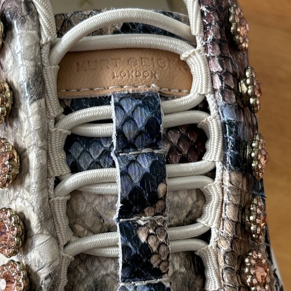 Kurt Geiger London Mini Liviah Leather Snakeskin Sneakers Toddler Size 12M EU 30